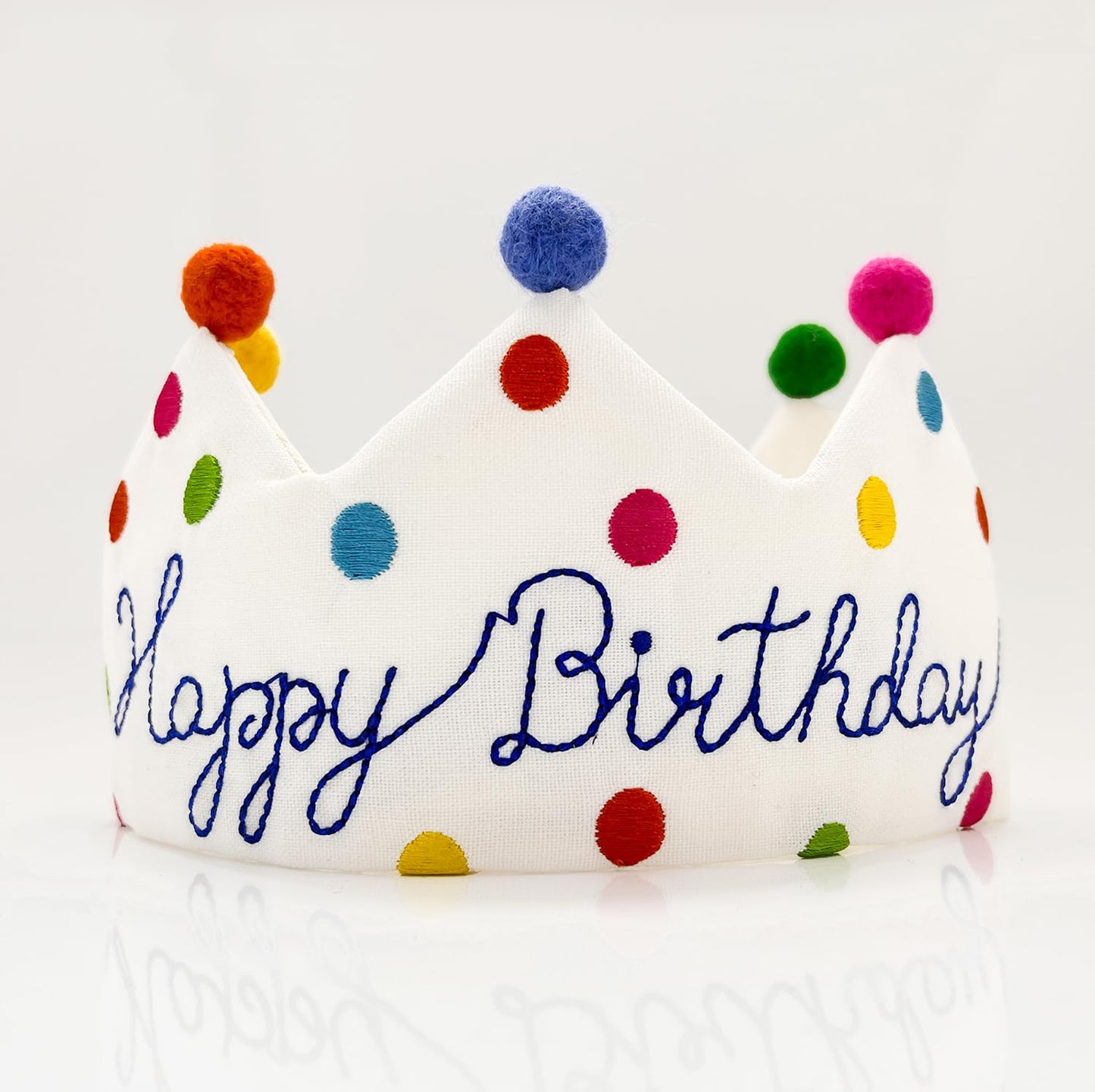 Meygajoe Confetti Birthday Crown - Personalized Hand-Embroidered Reusable Birthday Hat