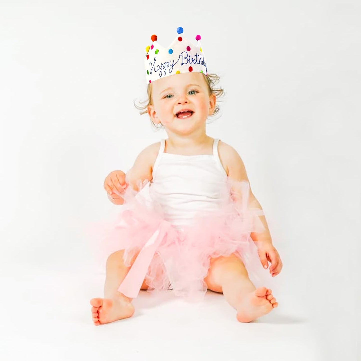 Meygajoe Confetti Birthday Crown - Personalized Hand-Embroidered Reusable Birthday Hat