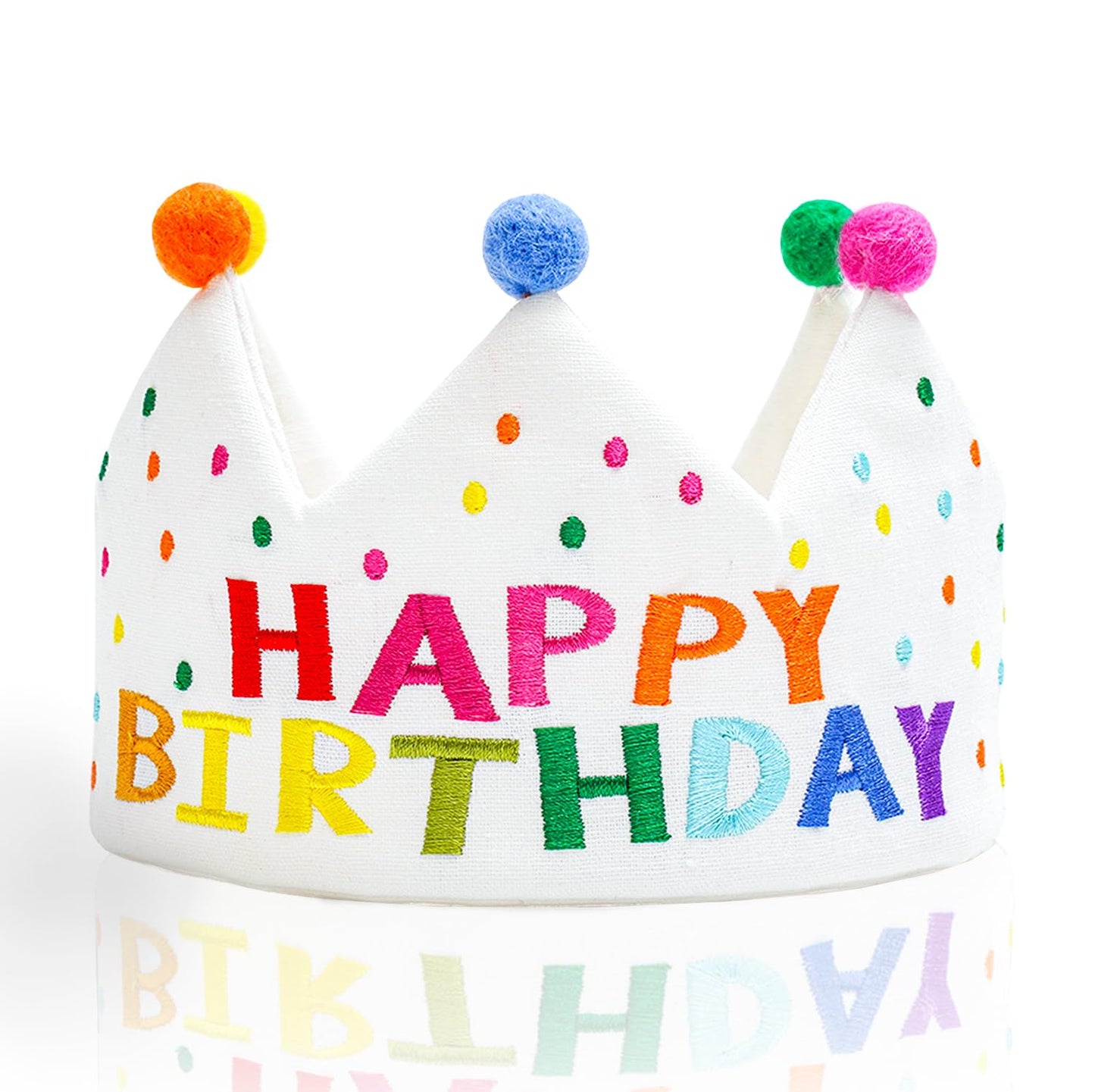 Meygajoe Rainbow Happy Birthday Crown – Reusable Hand Embroidered Birthday Hat