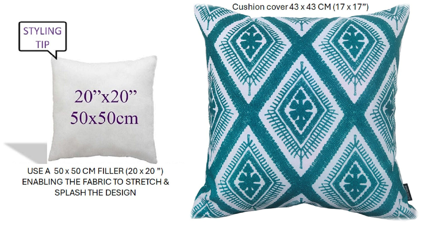 Meze Teal Waterproof Outdoor Cushions for Patio Garden Bench Sofa Living Room or Bedroom High-Quality Hollow-Fibre Filled Polyester by OLIVIA ROCCO