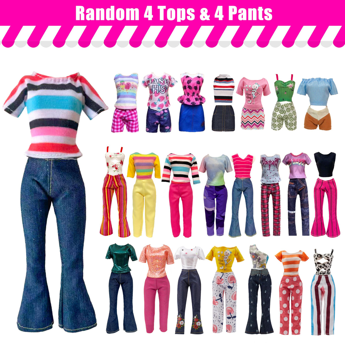 MEZHIFA 35-Piece Doll Clothes Set for 11.5-Inch Dolls | Random Dresses & Accessories