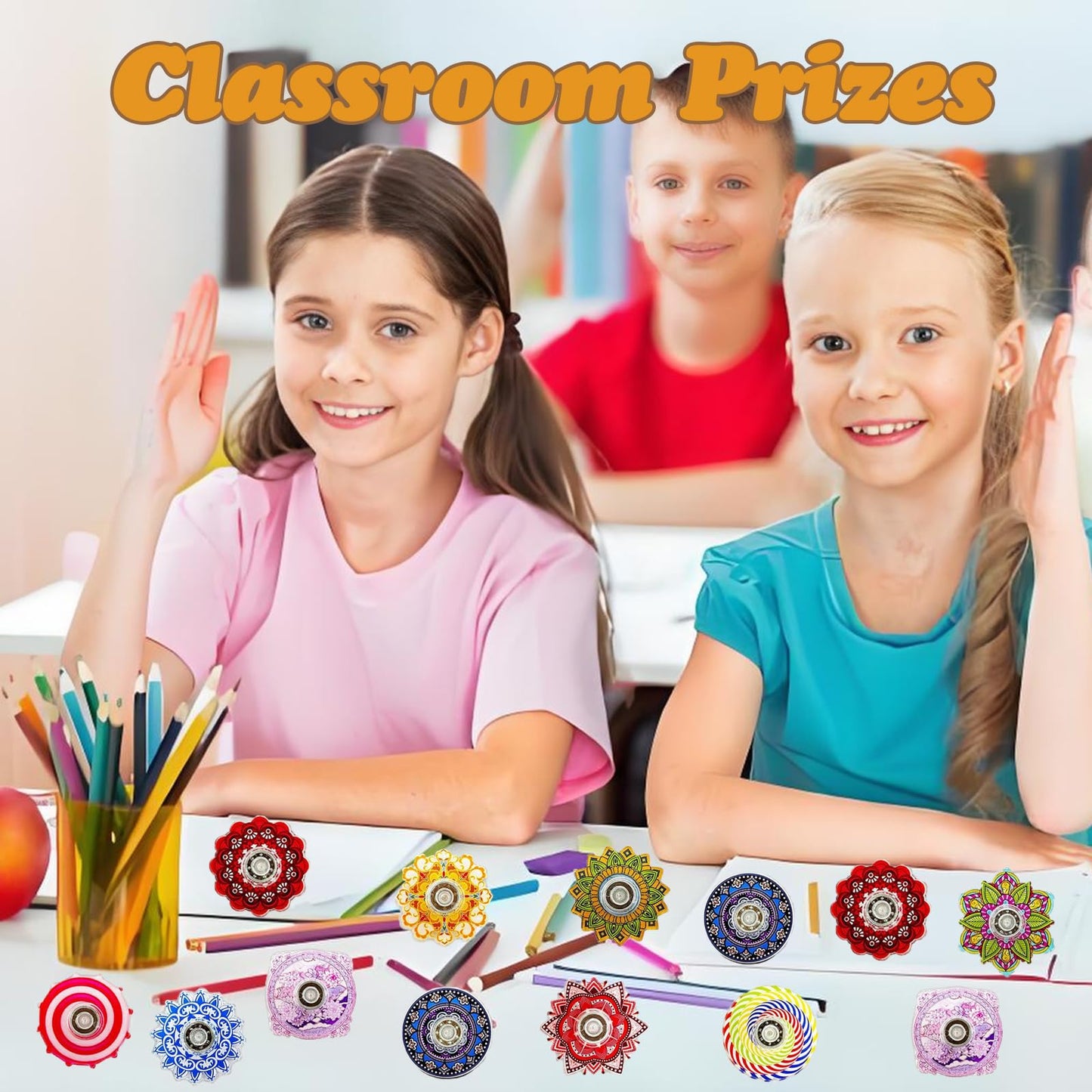 MEZHOBBY 40 Pack Mini Fidget Spinner Toys – Bohemian Patterns, Smooth Spin, Desk & Classroom Prizes