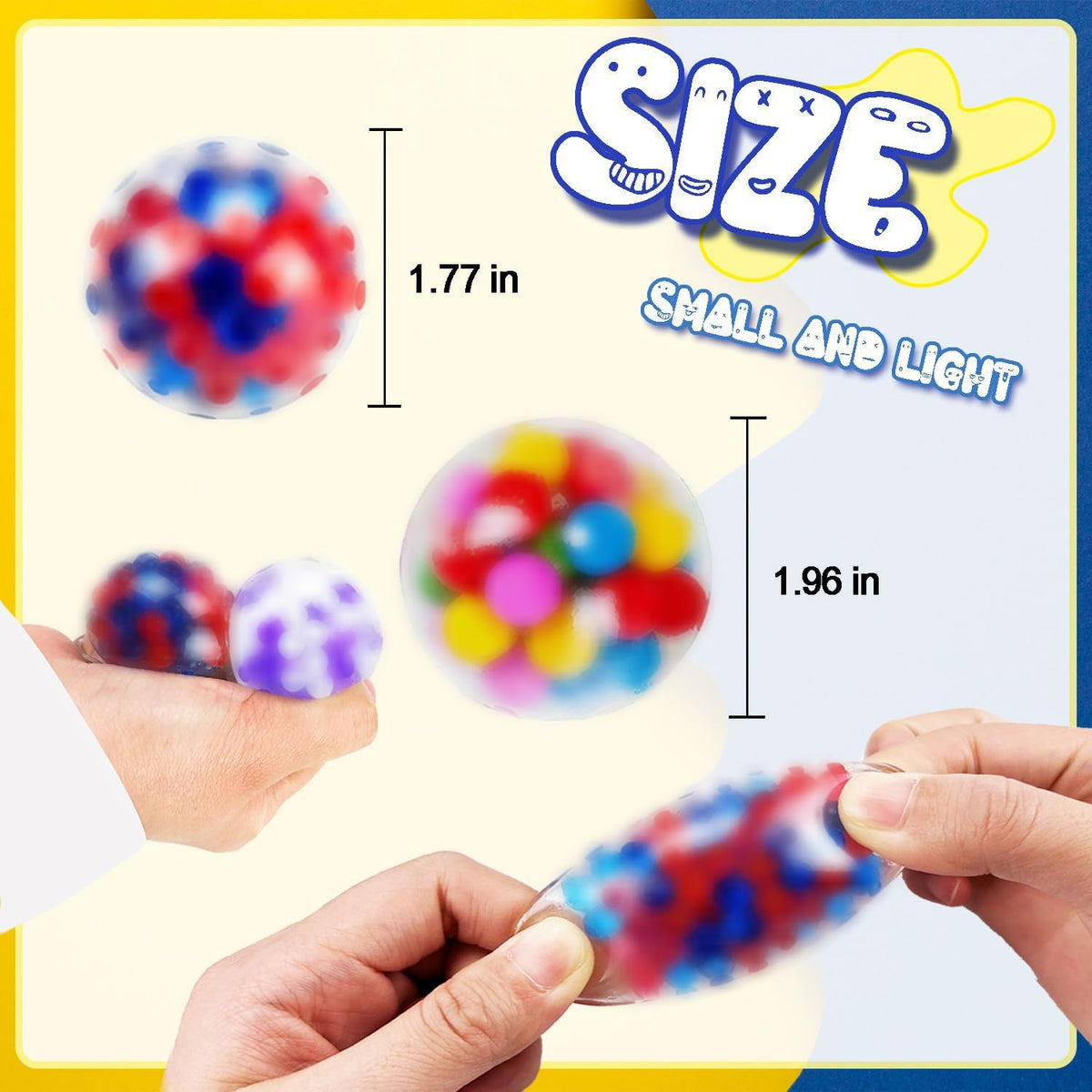 MEZHOBBY 34Pcs Stress Balls – Assorted Squishy Squeeze Balls for Adults, ADHD, Classroom Prizes, Party Favors
