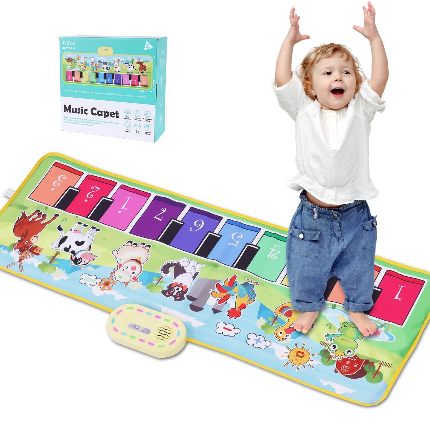 Mfcir Toddler Farm Animals Piano Mat – Interactive Sensory Floor Keyboard for 1–5 Year Olds