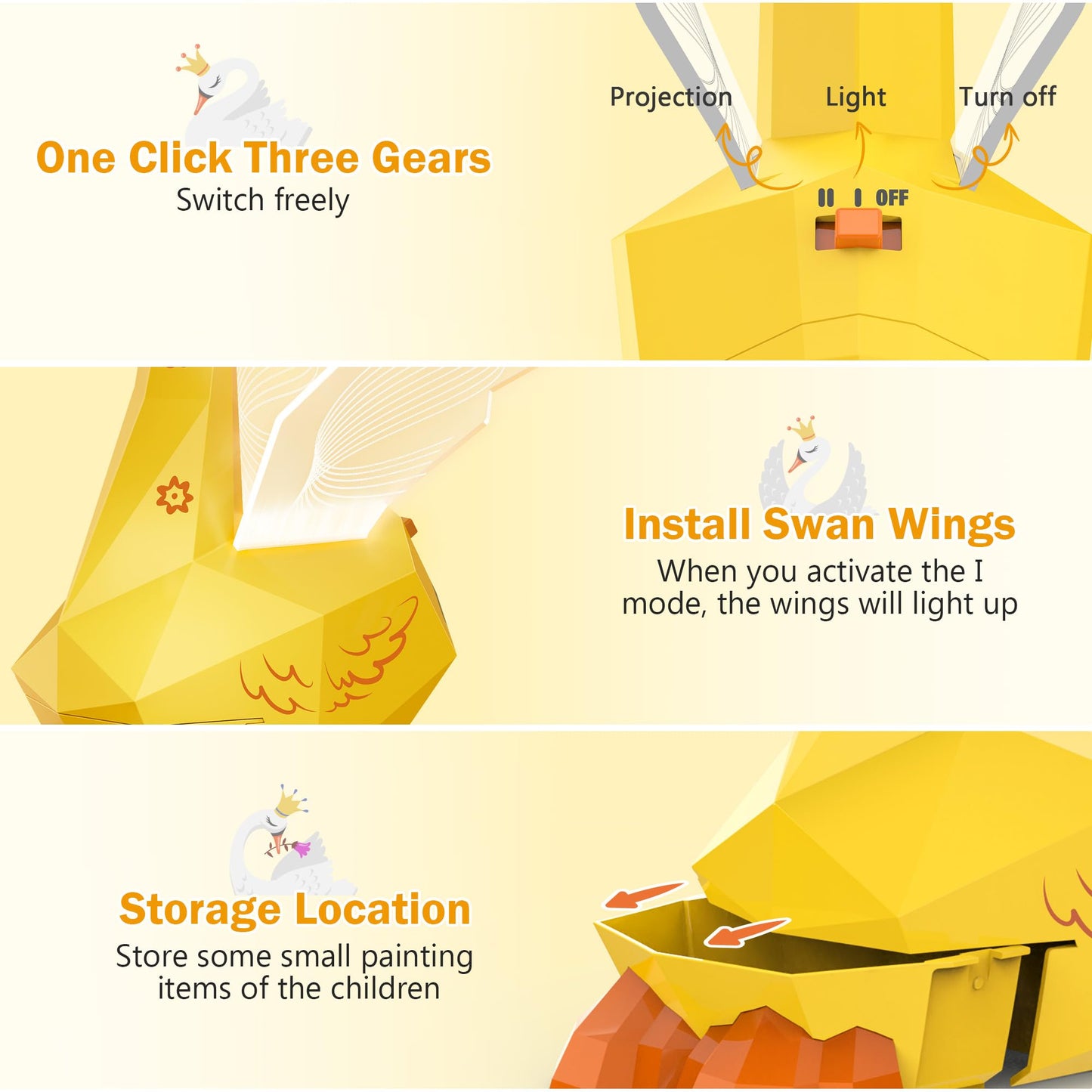 MFEESYOB Drawing Projector for Kids – Swan Look, 96 Stencils, 3+
