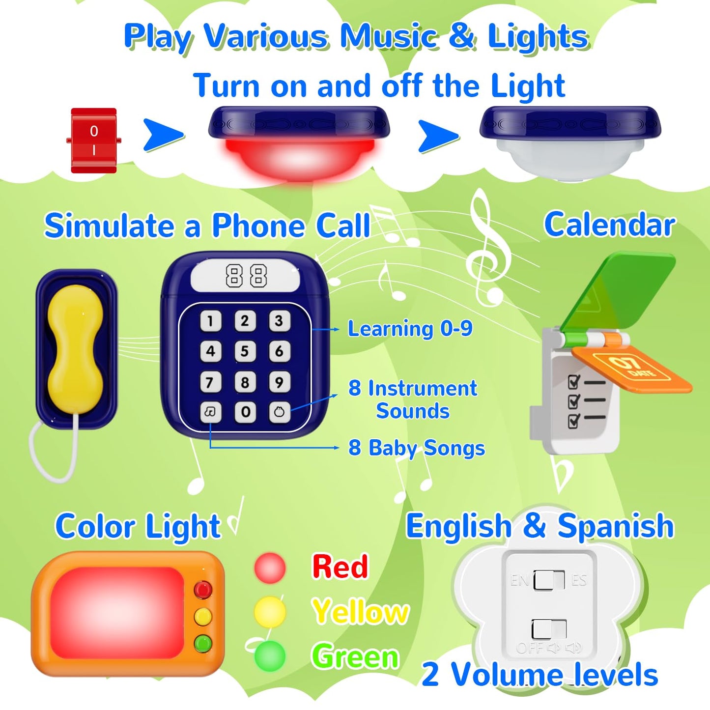 MFEESYOB Montessori Busy Board with Music for Toddlers 12-18 Months | 1-3 Year Gift