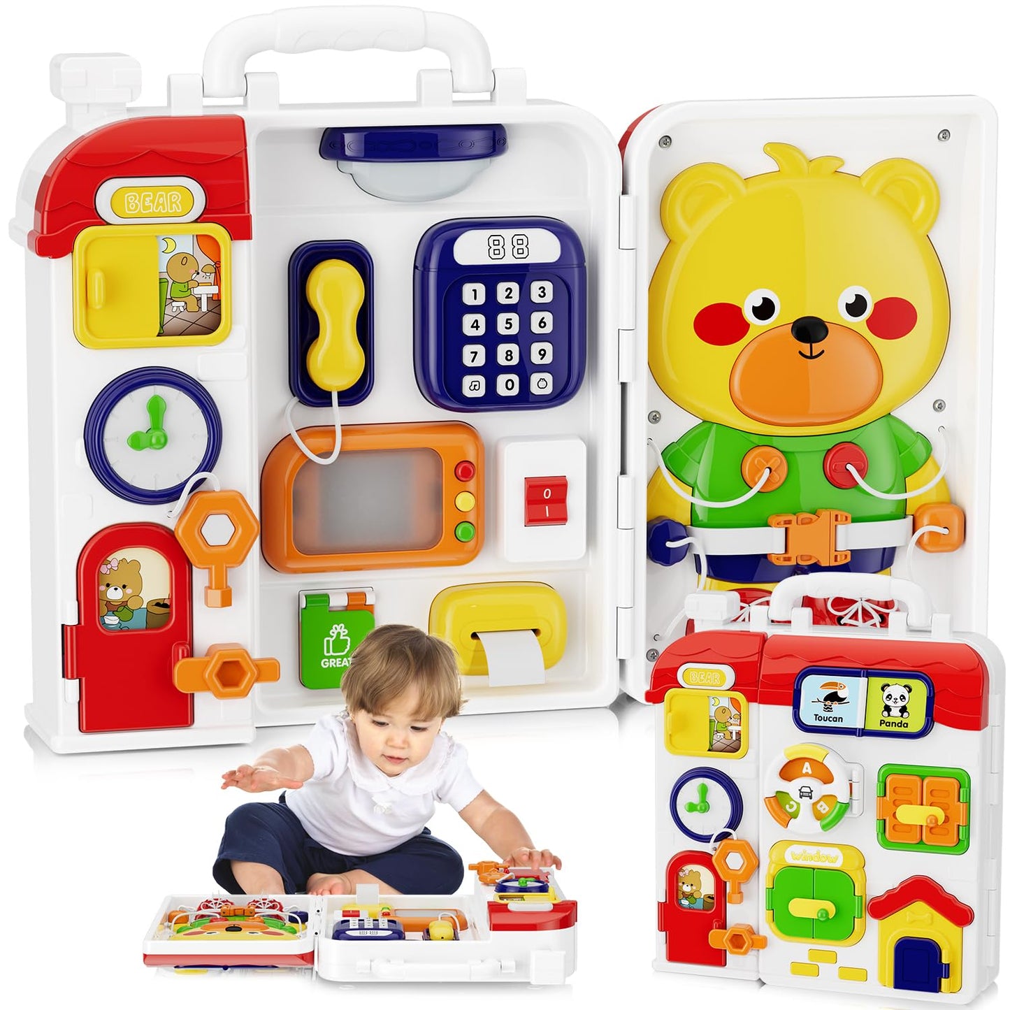 MFEESYOB Montessori Busy Board with Music for Toddlers 12-18 Months | 1-3 Year Gift