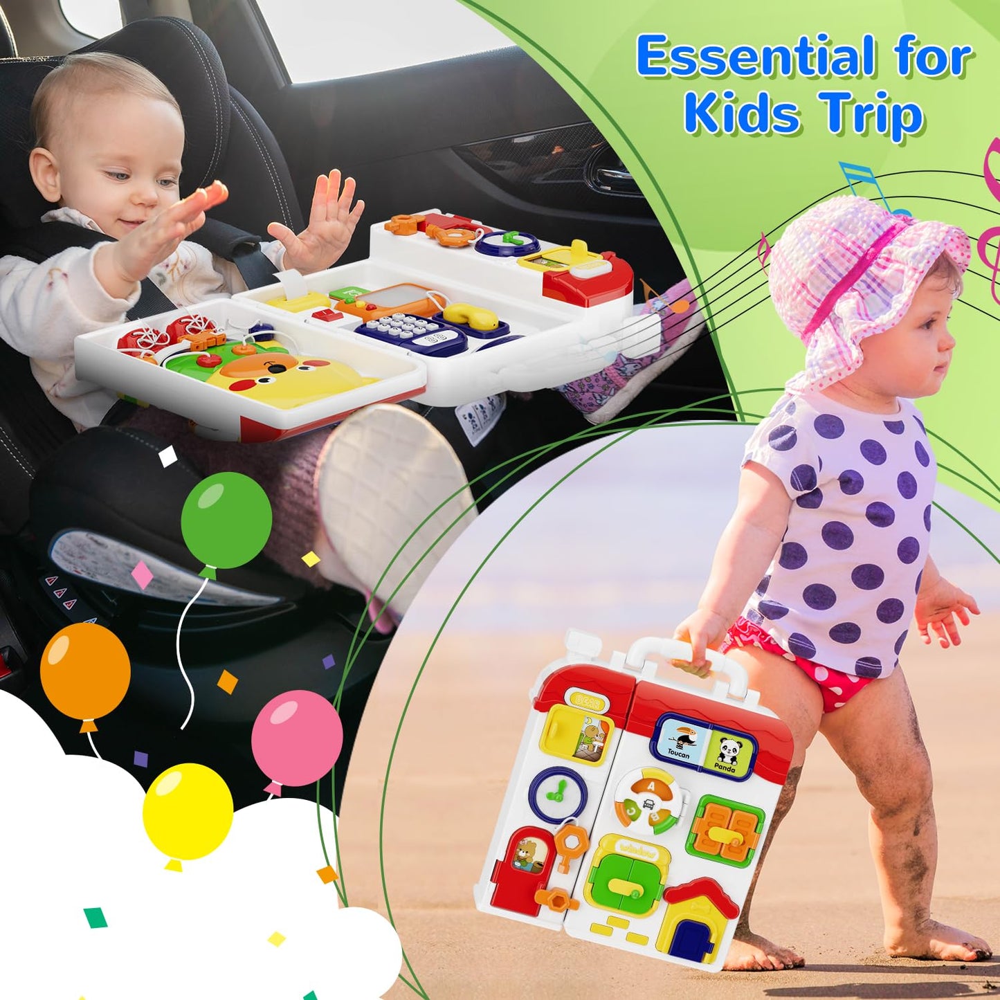 MFEESYOB Montessori Busy Board with Music for Toddlers 12-18 Months | 1-3 Year Gift