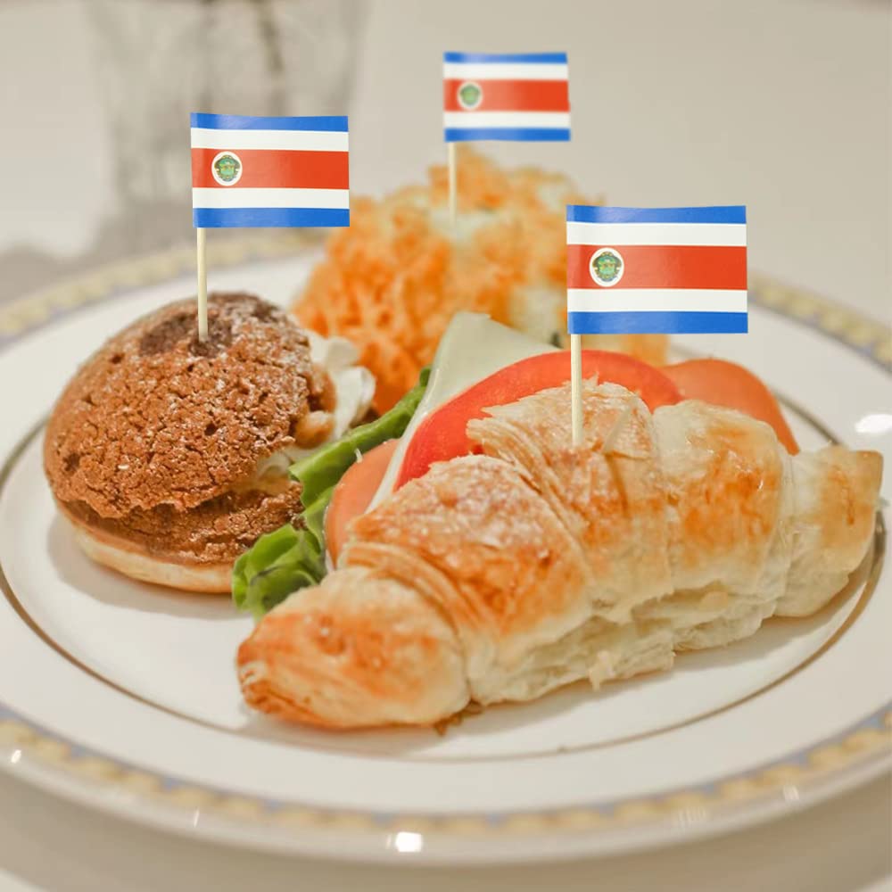 mflagperft Costa Rica Flag Toothpick Flags - Mini Costa Rican Food Picks (100 Pack)