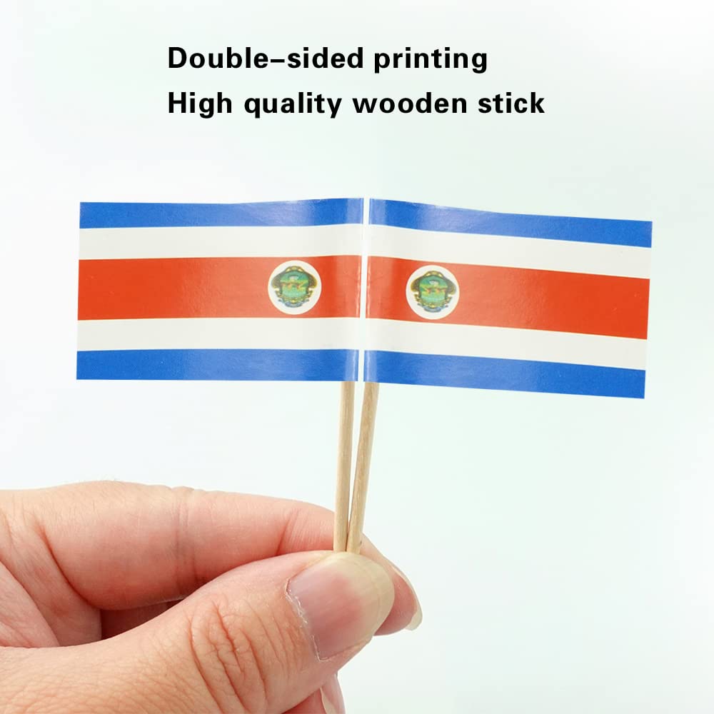 mflagperft Costa Rica Flag Toothpick Flags - Mini Costa Rican Food Picks (100 Pack)
