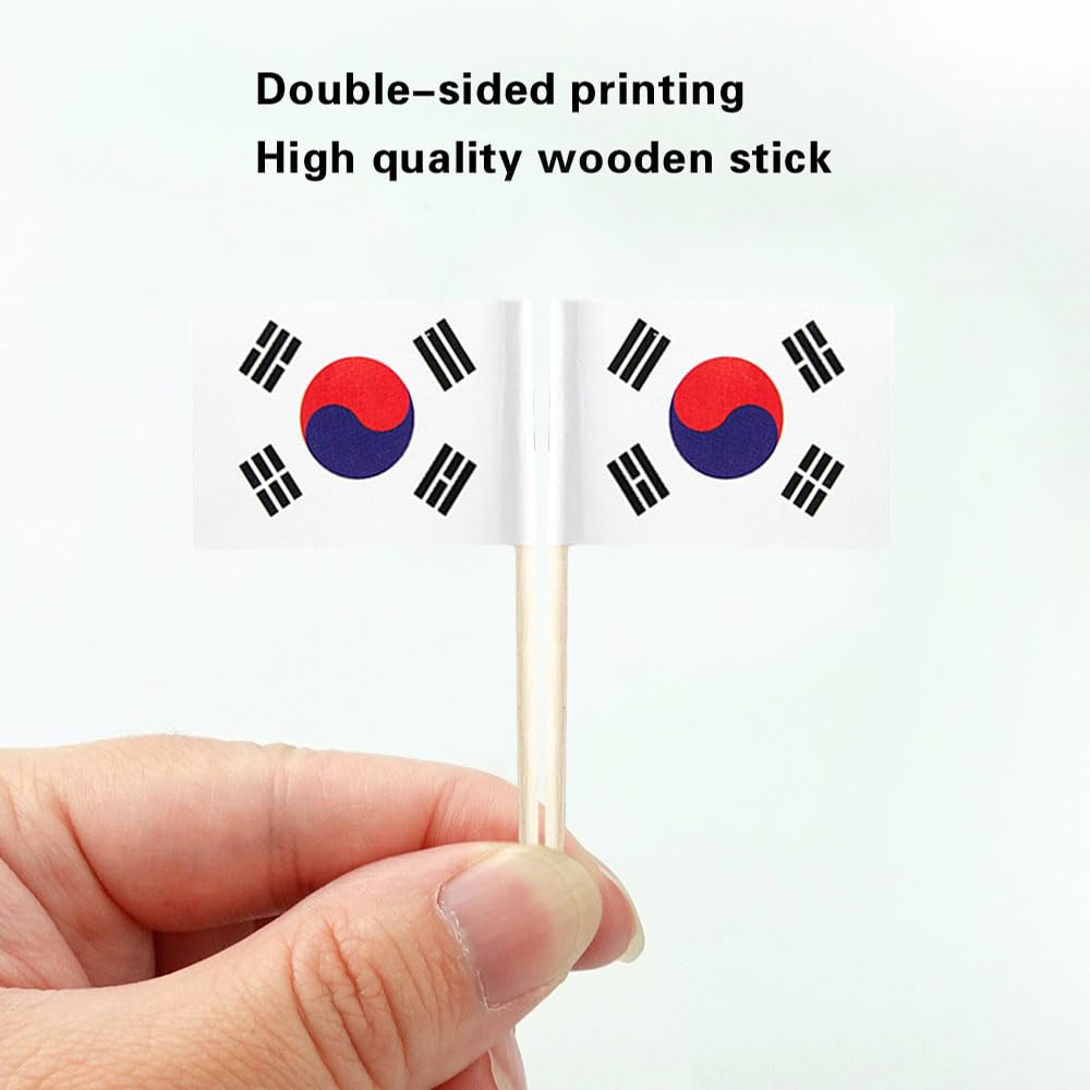 mflagperft South Korea Flag Toothpick Flags – Mini Food Picks for Cupcakes, Cocktails & Parties (100 Pack)
