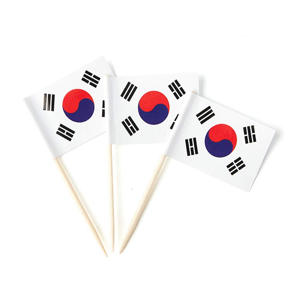mflagperft South Korea Flag Toothpick Flags – Mini Food Picks for Cupcakes, Cocktails & Parties (100 Pack)