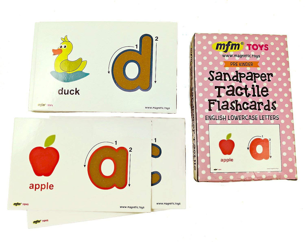 MFM TOYS Sandpaper Tactile Lowercase Letters Flashcards – English Alphabet