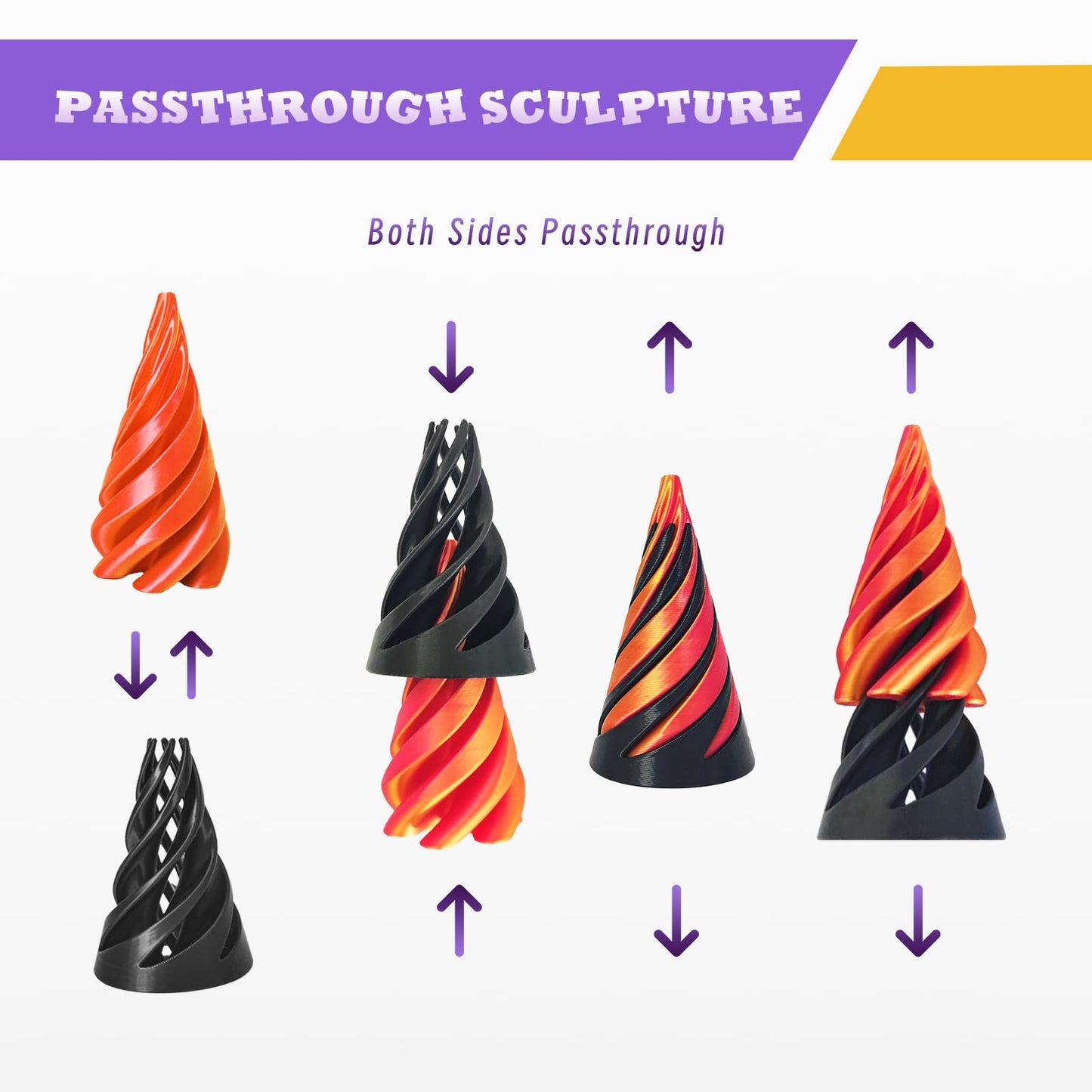 MFUERSTIC 2 Pcs Impossible Pyramid Passthrough Fidget Toys – Spiral Cone Desk Ornament for Focus