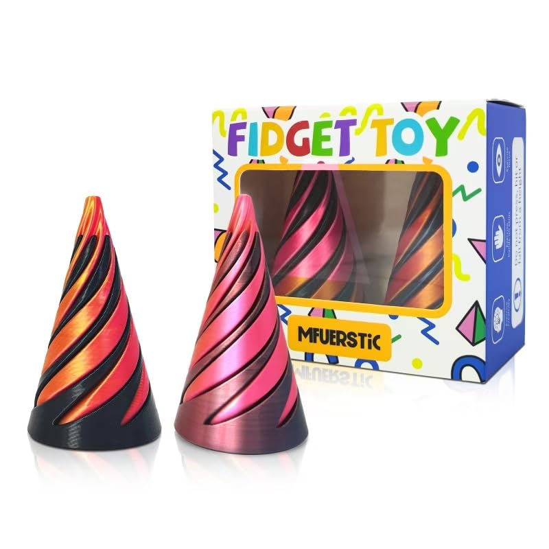 MFUERSTIC 2 Pcs Impossible Pyramid Passthrough Fidget Toys – Spiral Cone Desk Ornament for Focus