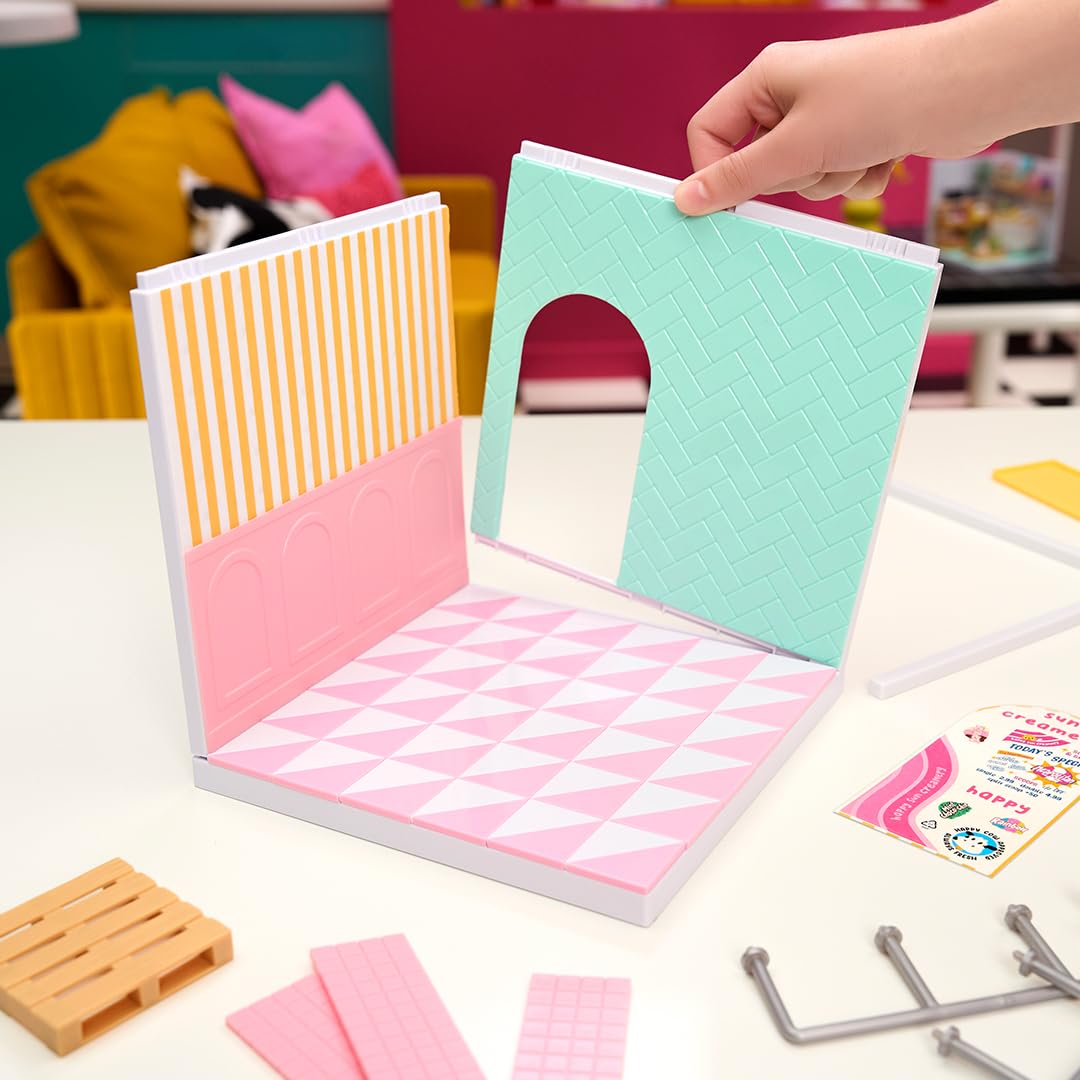 MGA's Miniverse Make It Mini Spaces: Ice Cream Shop & Pizza Shop Pack – Build, Customize, Display Minis