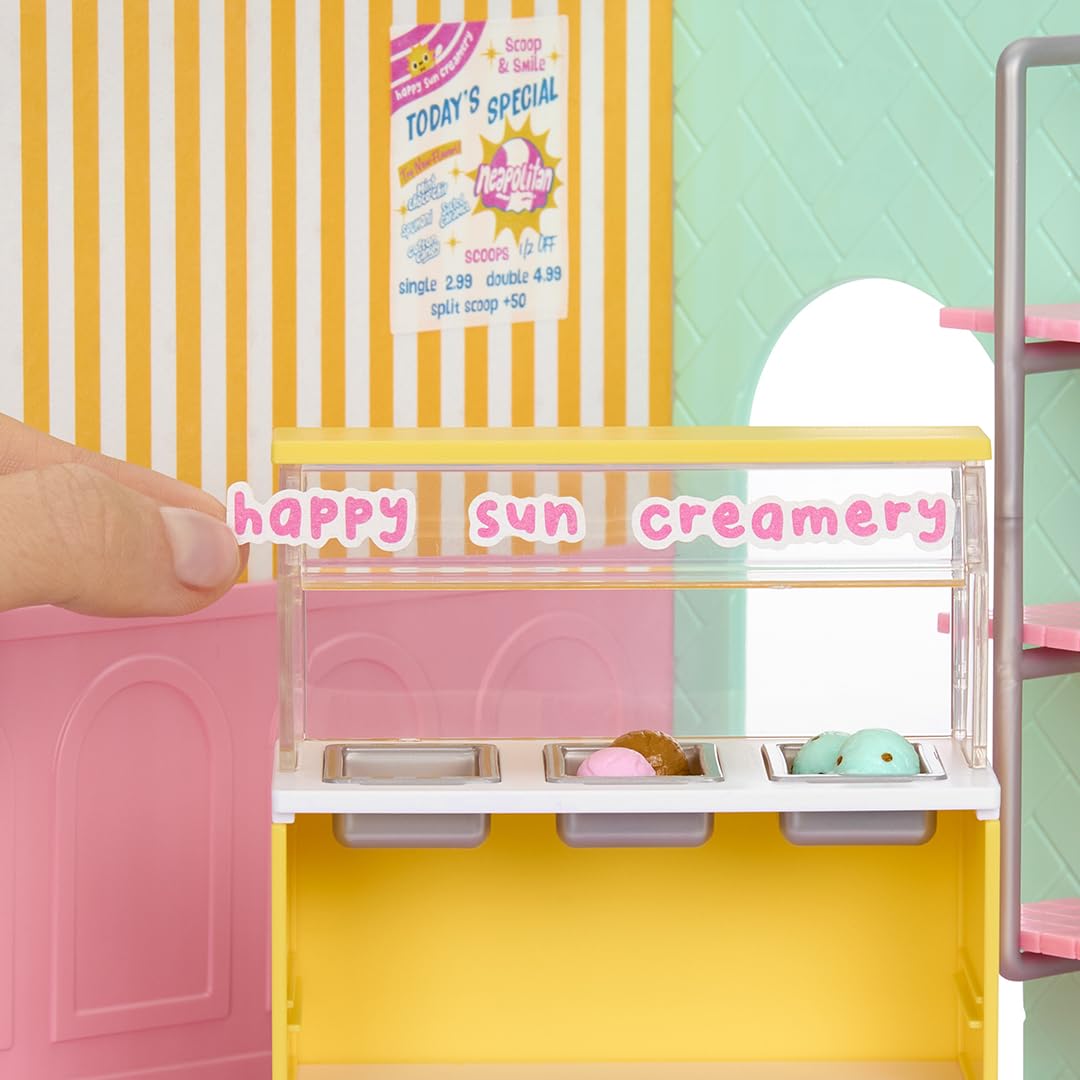 MGA's Miniverse Make It Mini Spaces: Ice Cream Shop & Pizza Shop Pack – Build, Customize, Display Minis