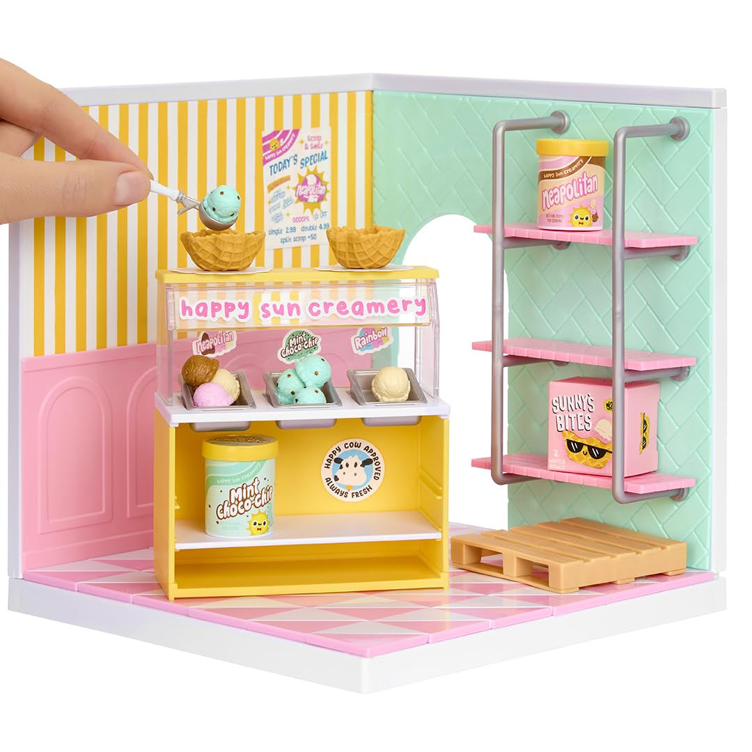 MGA's Miniverse Make It Mini Spaces: Ice Cream Shop & Pizza Shop Pack – Build, Customize, Display Minis