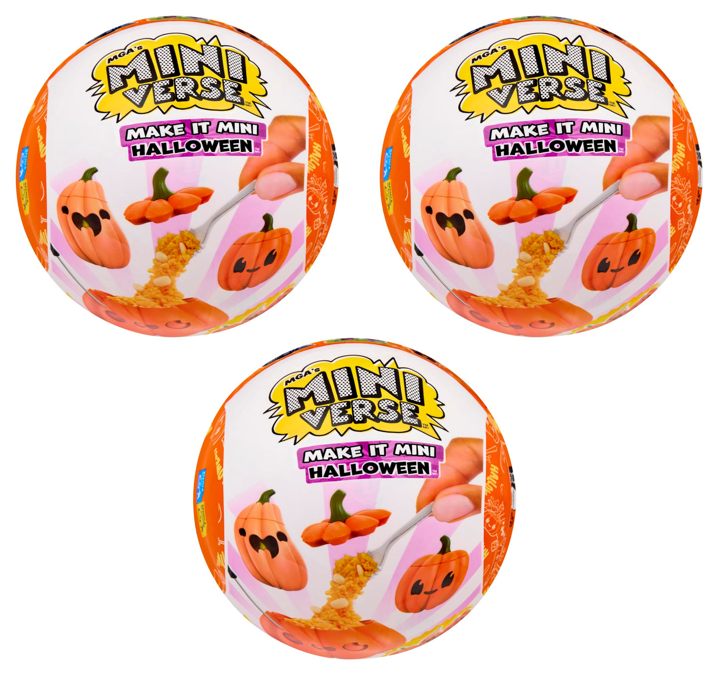 MGA's Miniverse Make It Mini Halloween 3-Pack – Beetlejuice Mini Collectibles, DIY Resin Play, 8+