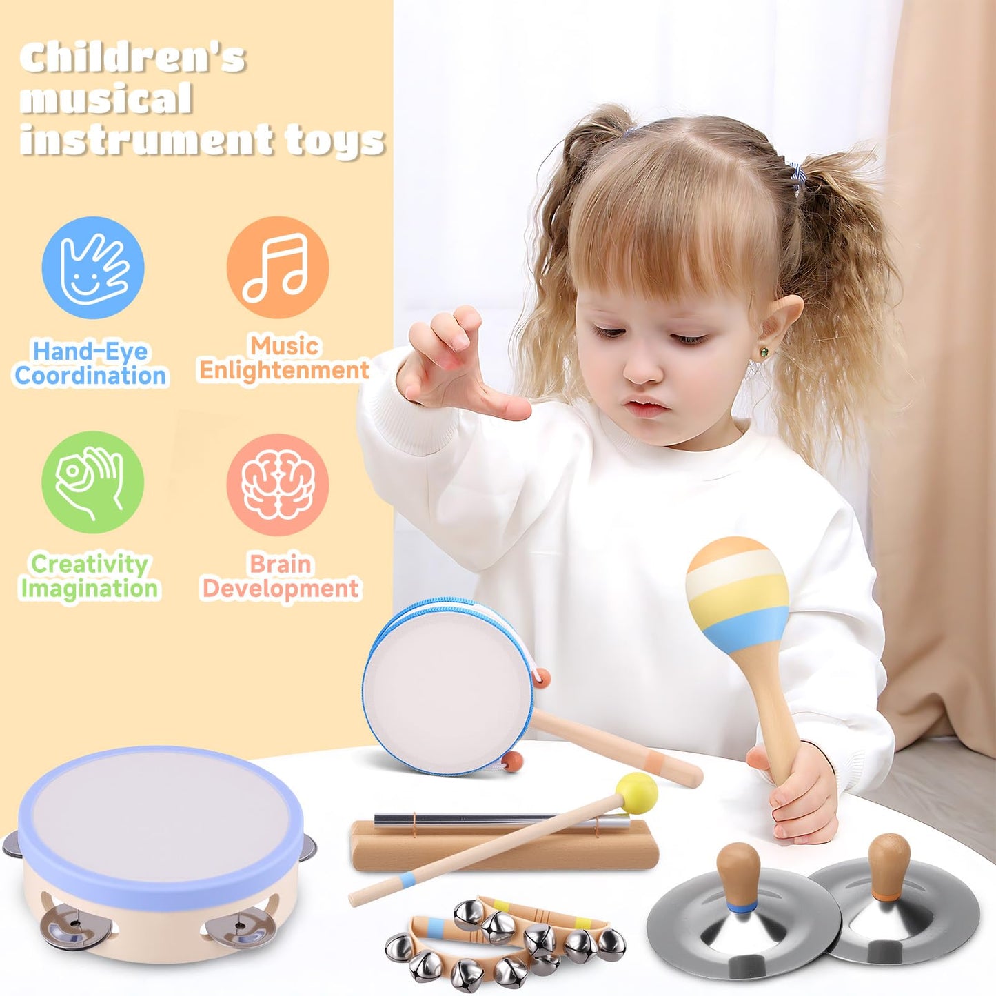 MGparty Baby Musical Instruments Set for Toddlers 1–3 | Montessori Wooden Music Toys