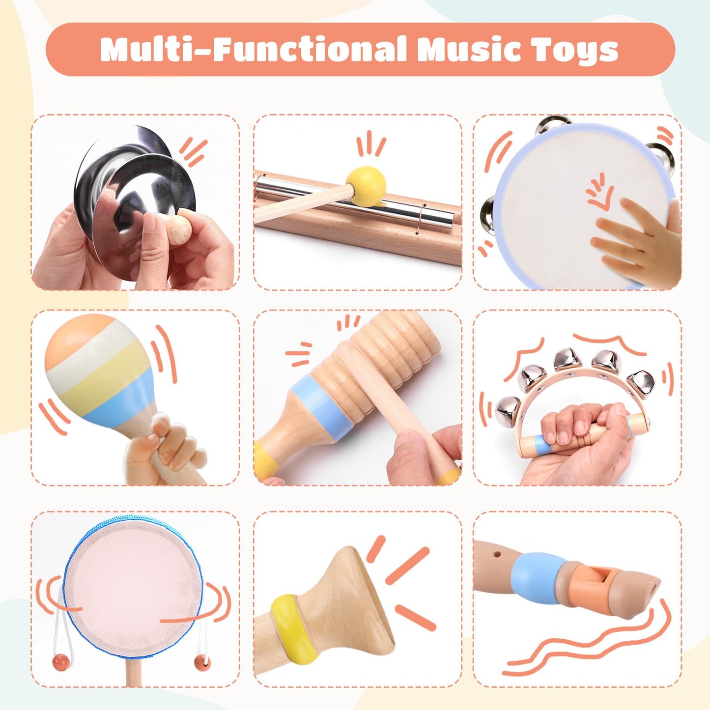 MGparty Baby Musical Instruments Set for Toddlers 1–3 | Montessori Wooden Music Toys