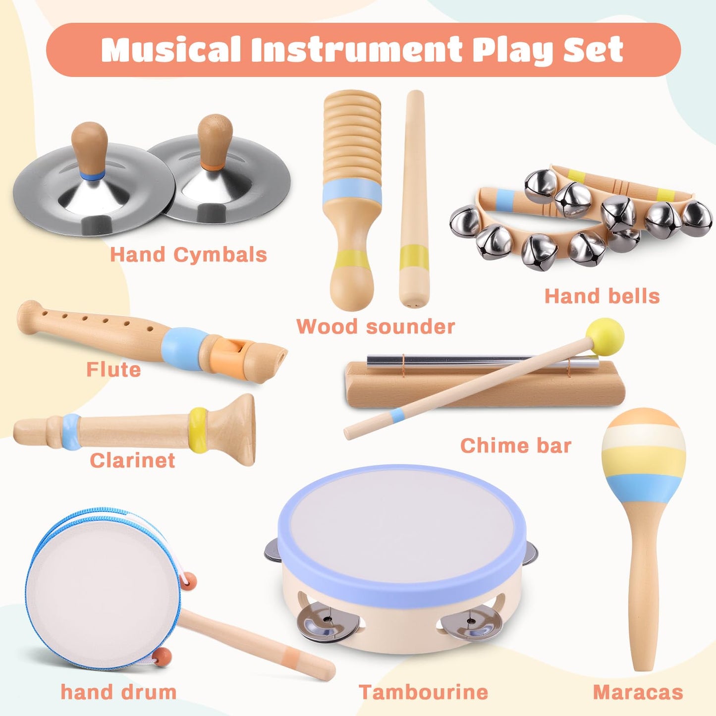 MGparty Baby Musical Instruments Set for Toddlers 1–3 | Montessori Wooden Music Toys