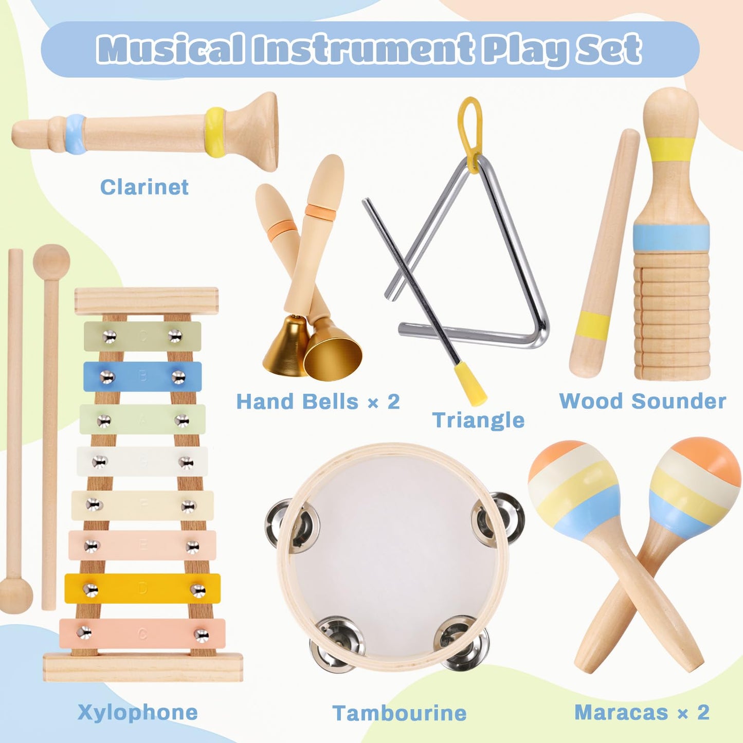 MGparty Baby Musical Instruments Set | Montessori Wooden Toys for Toddlers 1–3