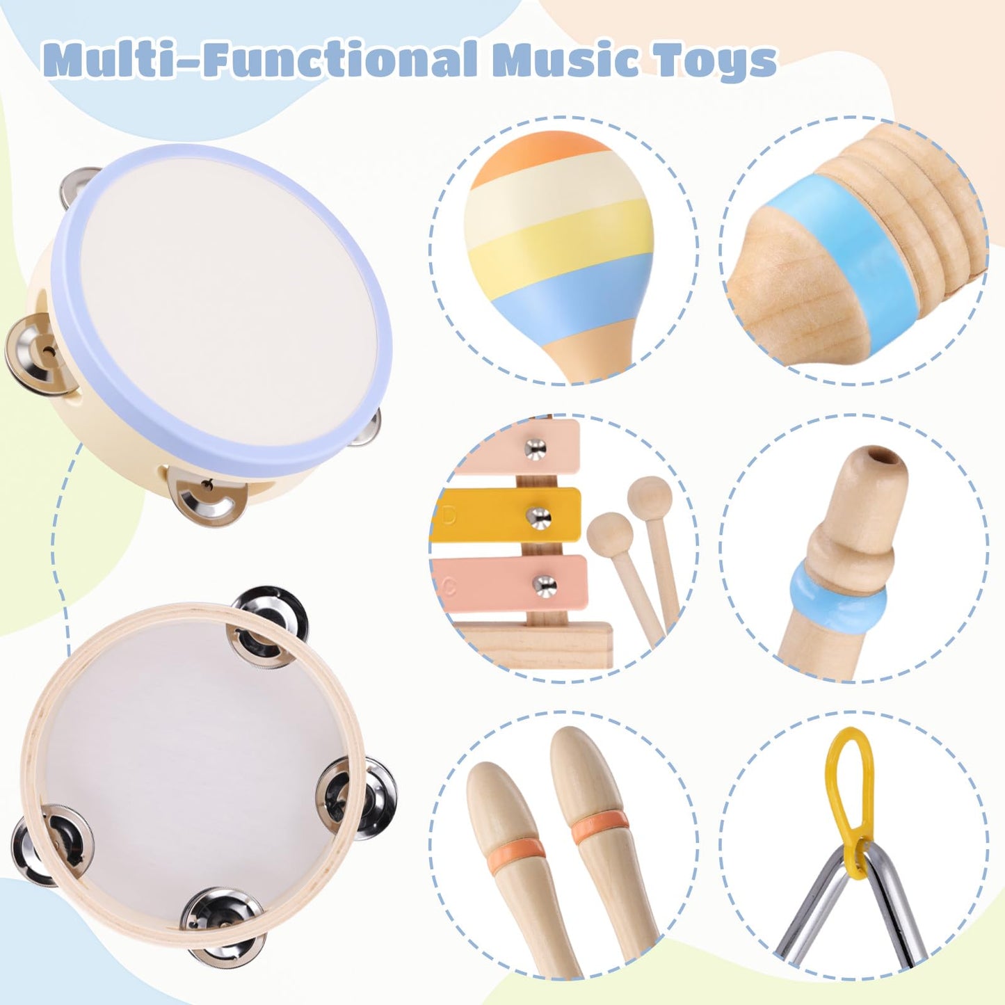 MGparty Baby Musical Instruments Set | Montessori Wooden Toys for Toddlers 1–3
