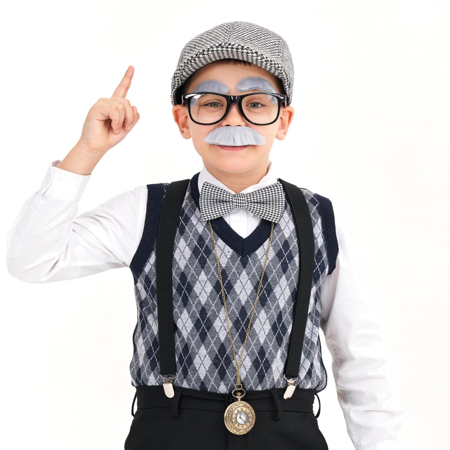 MGparty 100th Day of School Costume for Boys — Old Man Grandpa Cosplay Set