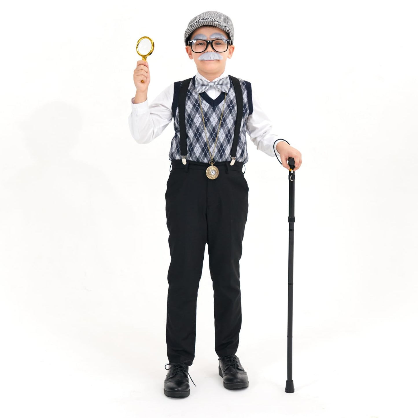 MGparty 100th Day of School Costume for Boys — Old Man Grandpa Cosplay Set