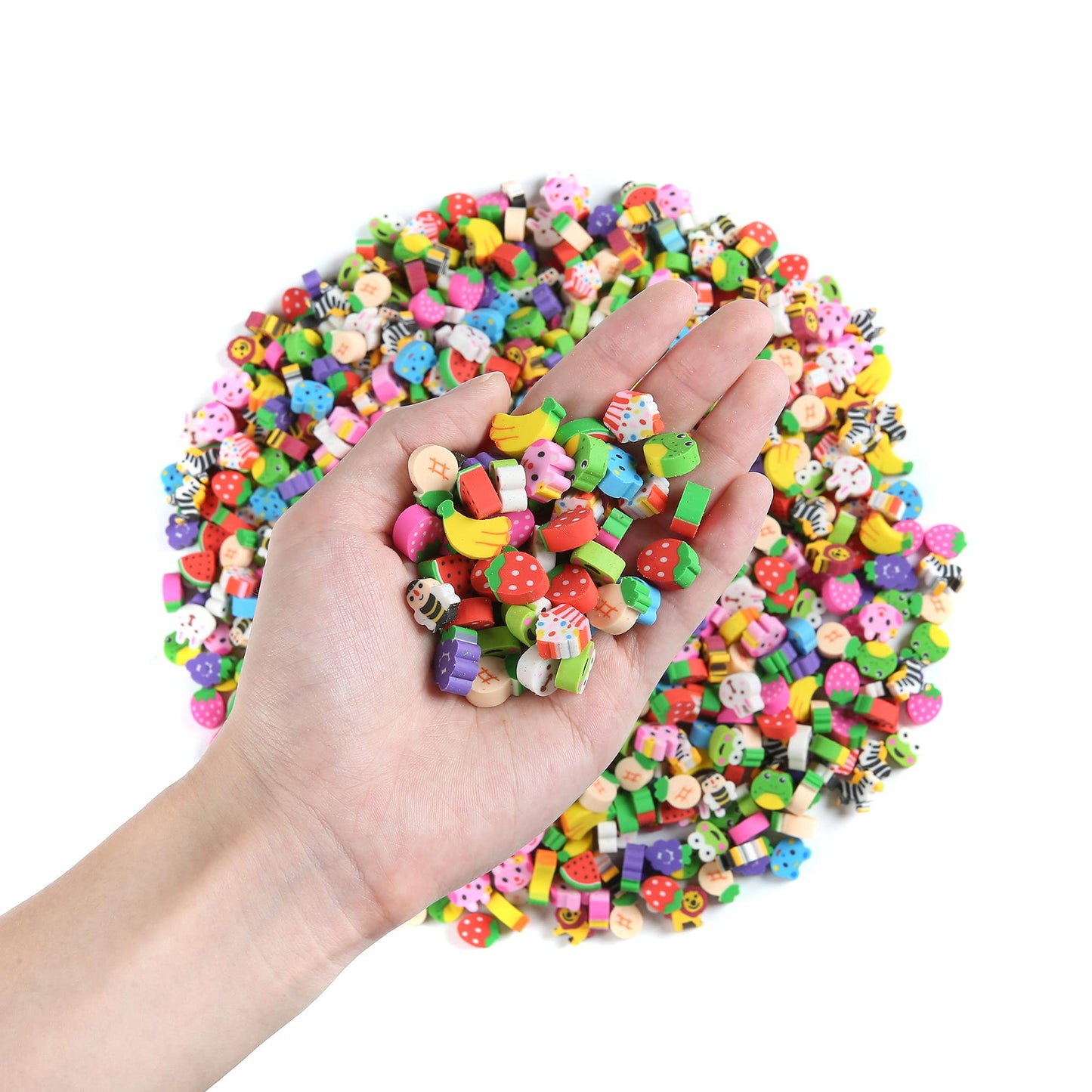 MGTECH 300 Pieces Mini Animal & Fruit Erasers – Cute Pencil Erasers Bulk for Kids, Party Favors & Rewards