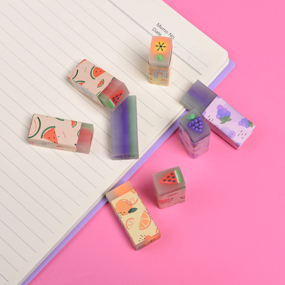 MGTECH 15Pcs Fruit Erasers for Kids – Fun Colorful Pencil Accessories