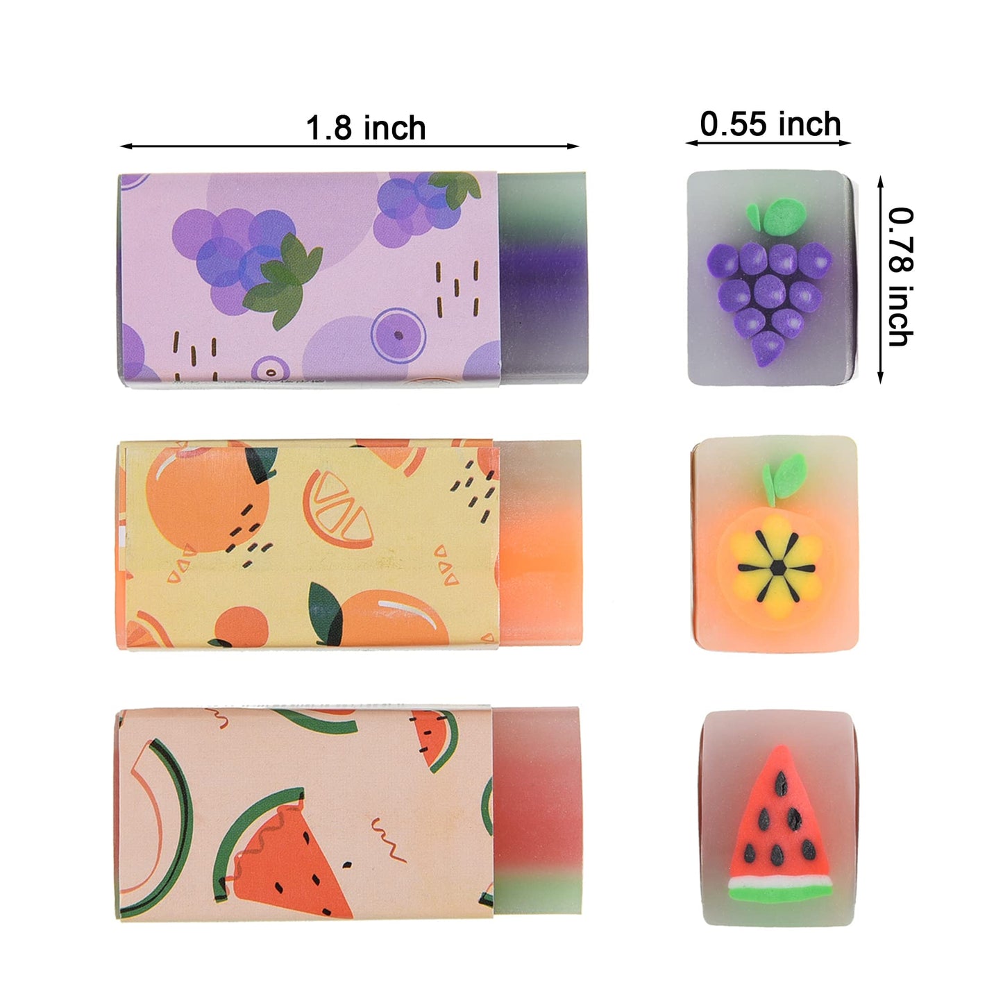 MGTECH 15Pcs Fruit Erasers for Kids – Fun Colorful Pencil Accessories