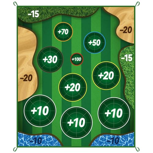 MGVK Double-Sided Golf Chipping Game Mat - 6x5 ft with 20 Sticky Balls for Backyard and Indoor Practice
