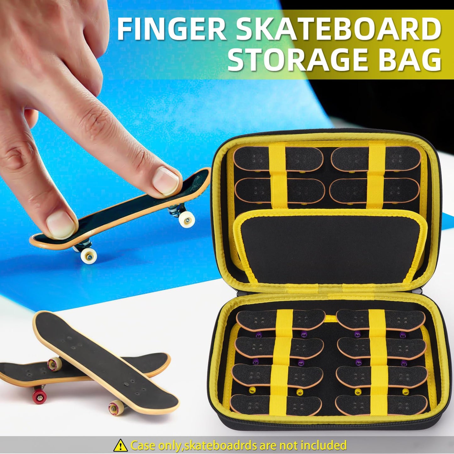 MGZNMTY Portable Storage Case for Tech Deck Ultra DLX Finger Skateboards – Holds 16 Fingerboards (Large, Black)