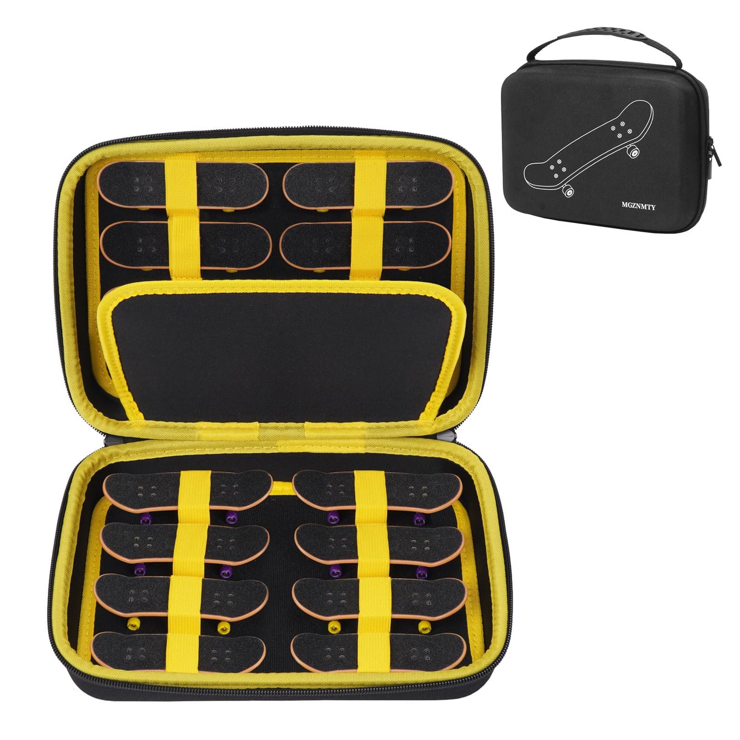 MGZNMTY Portable Storage Case for Tech Deck Ultra DLX Finger Skateboards – Holds 16 Fingerboards (Large, Black)