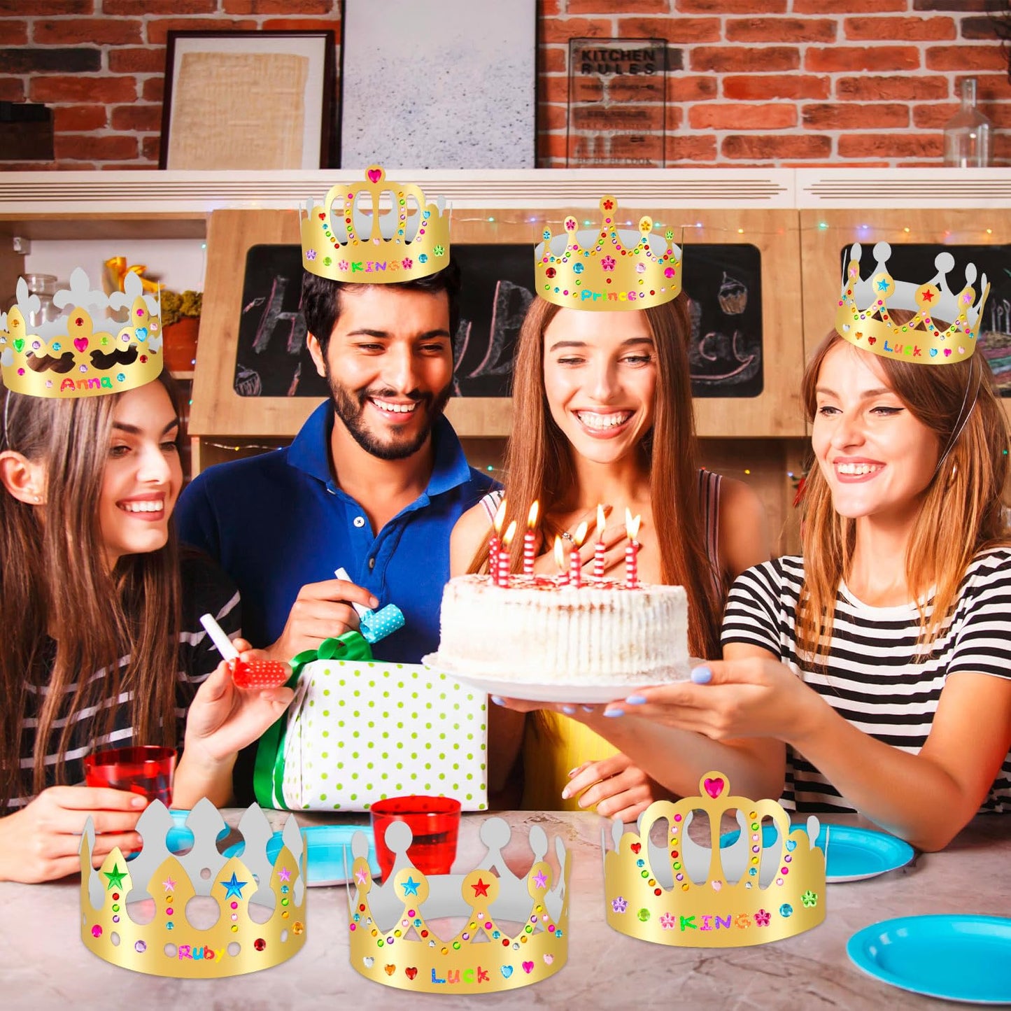 MGZTTHW Gold Paper Crowns – 10pc DIY Birthday Crowns for Kids & Classroom Decor