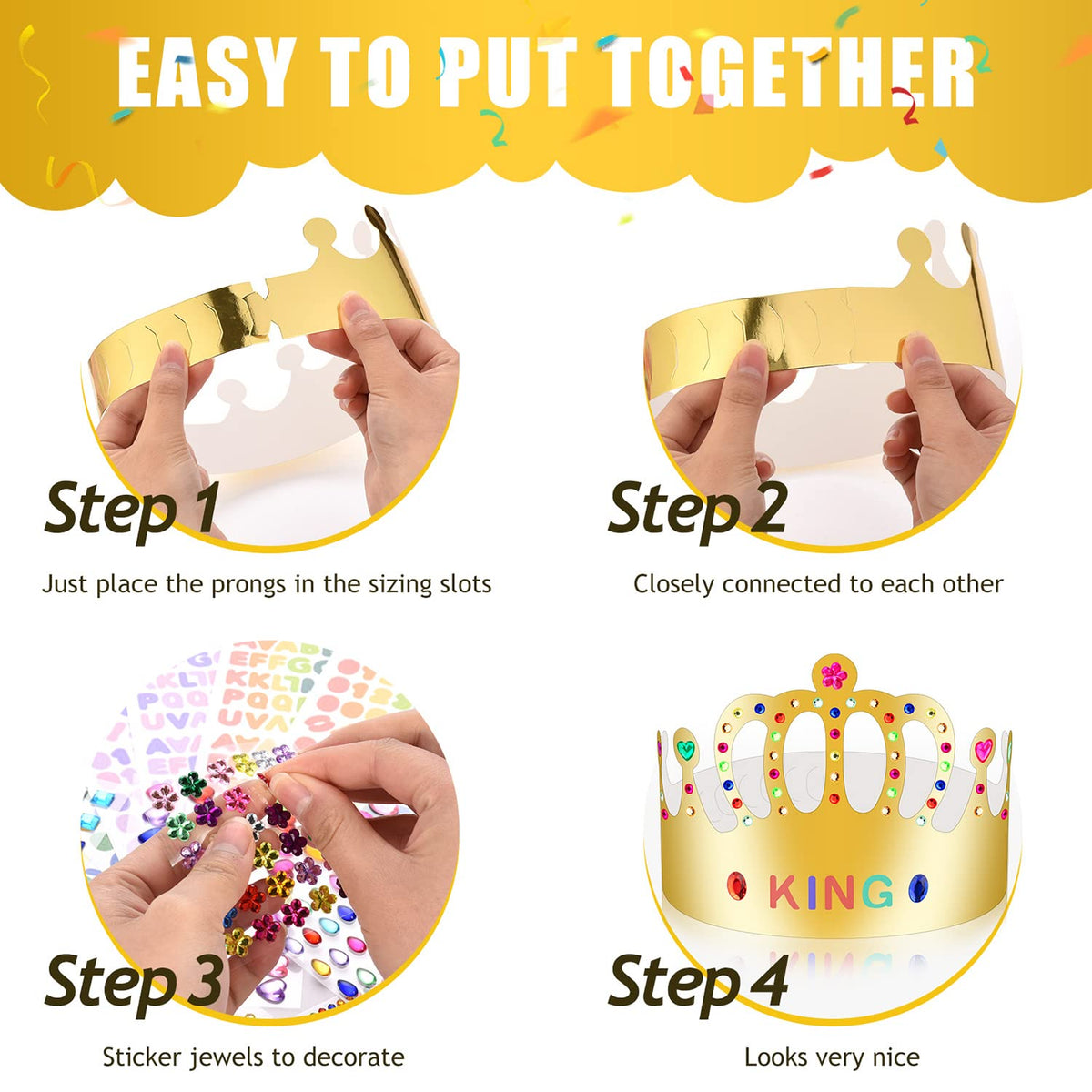 MGZTTHW Gold Paper Crowns – 25 DIY Crown Hats for Parties & Classroom