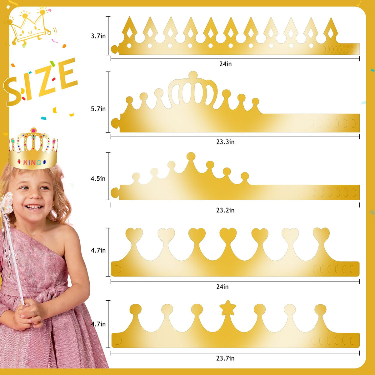 MGZTTHW Gold Paper Crowns – 25 DIY Crown Hats for Parties & Classroom