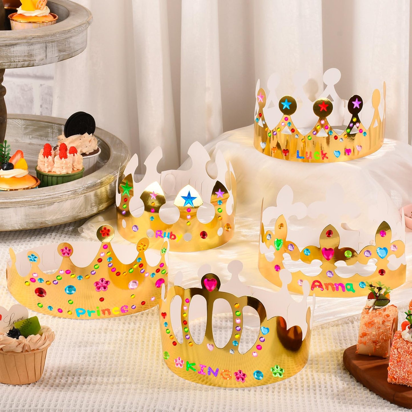 MGZTTHW Gold Paper Crowns – 10pc DIY Birthday Crowns for Kids & Classroom Decor
