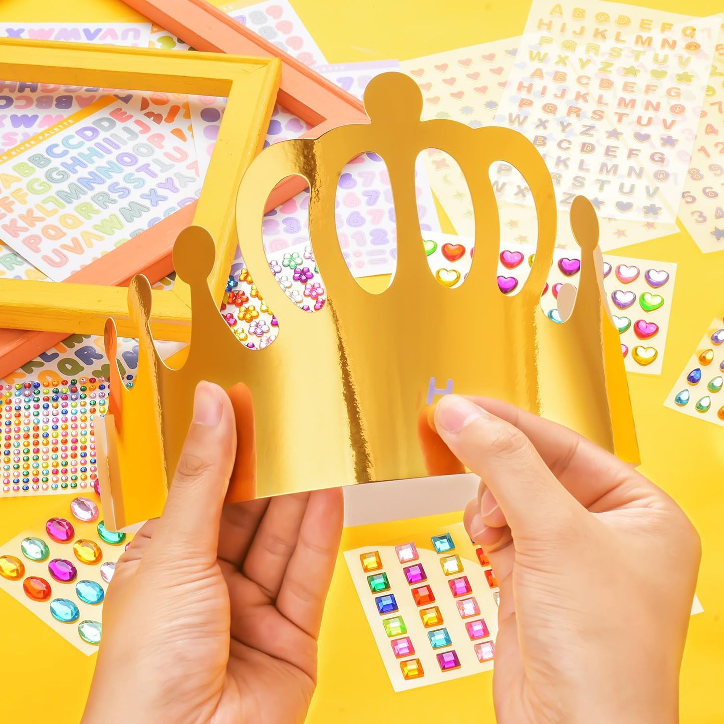 MGZTTHW Gold Paper Crowns Kit – 35 Pcs DIY Birthday Crowns for Kids