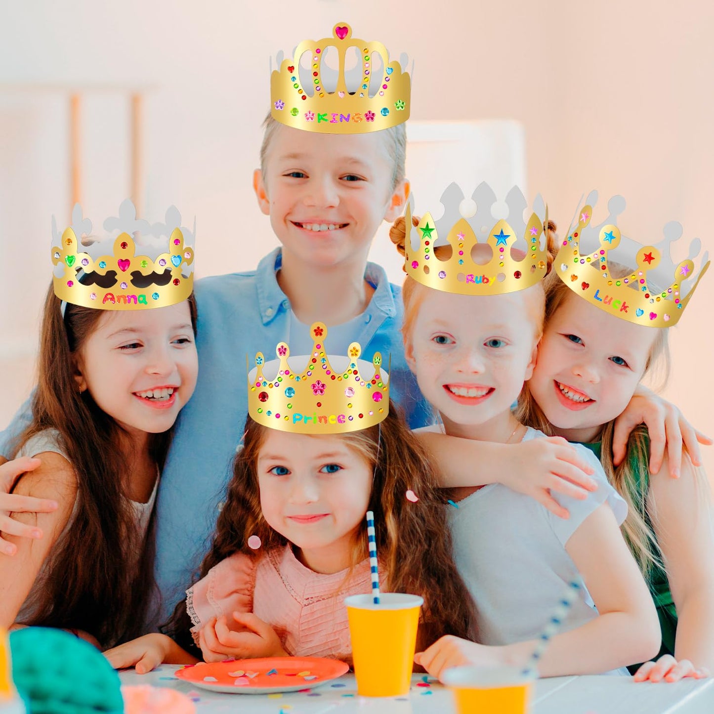MGZTTHW Gold Paper Crowns – 10pc DIY Birthday Crowns for Kids & Classroom Decor