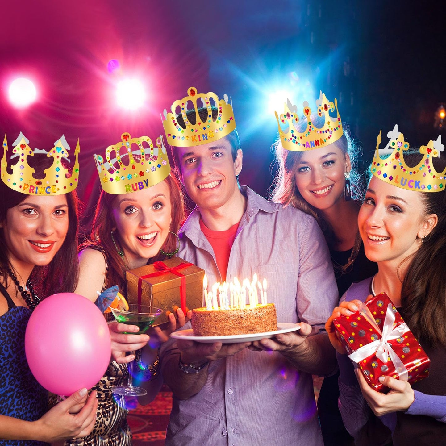 MGZTTHW Gold Paper Crowns Kit – 35 Pcs DIY Birthday Crowns for Kids