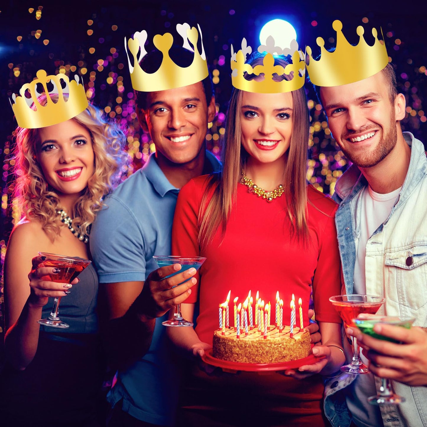 MGZTTHW Gold Paper Crowns – 32pc Birthday Crown Set for Kids