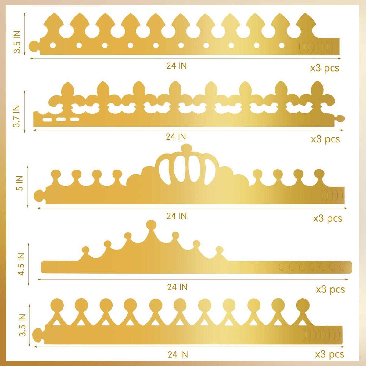 MGZTTHW Gold Paper Crown Set for Kids – 15 Adjustable Crowns, 5 Styles, Gems & Stickers