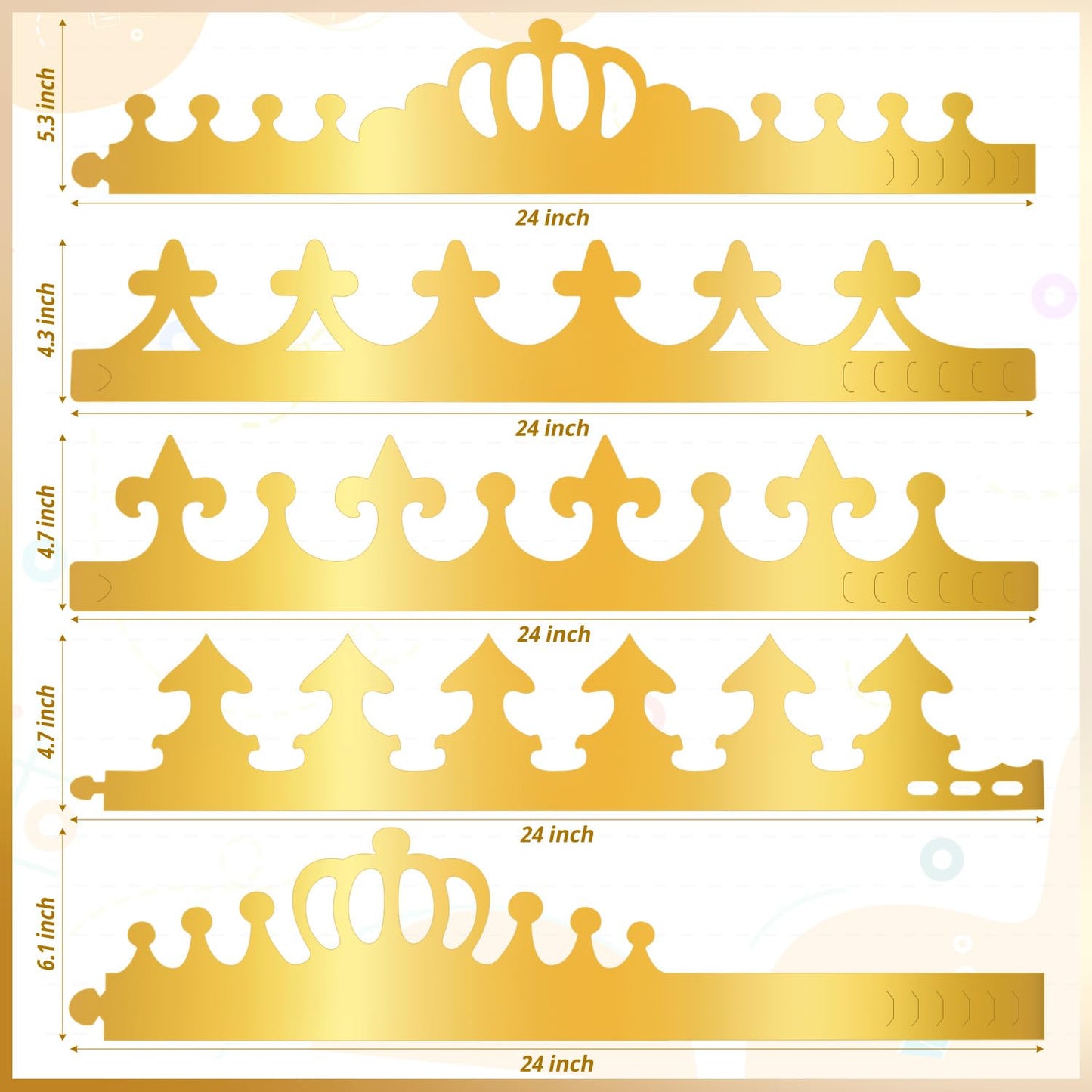 MGZTTHW Gold Paper Crowns Kit – 35 Pcs DIY Birthday Crowns for Kids