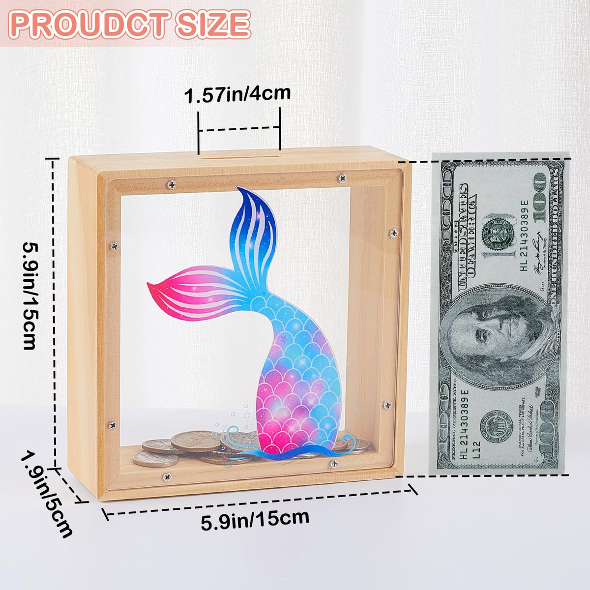 MHJY Wooden Piggy Bank for Kids – Dinosaur & Unicorn Design with DIY Stickers