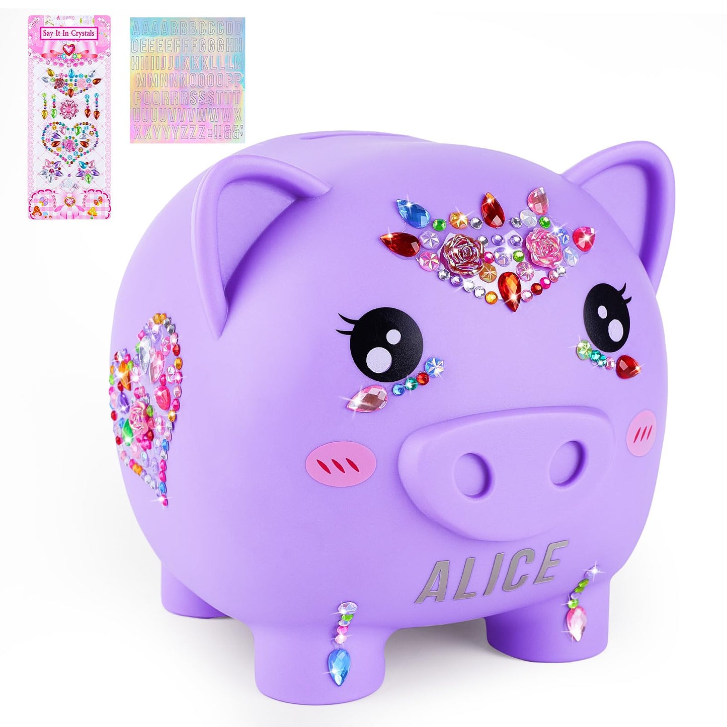 MHJY Piggy Bank Girls – Unbreakable Large Coin Bank with DIY Stickers