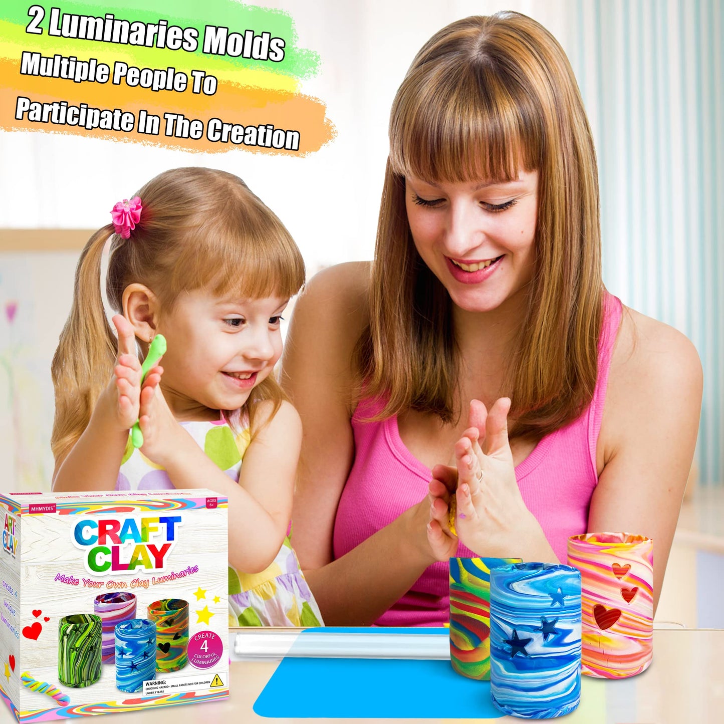 MHMYDIS Make Your Own Clay Luminaries Kit – Creative Lantern Crafts for Kids 6-12