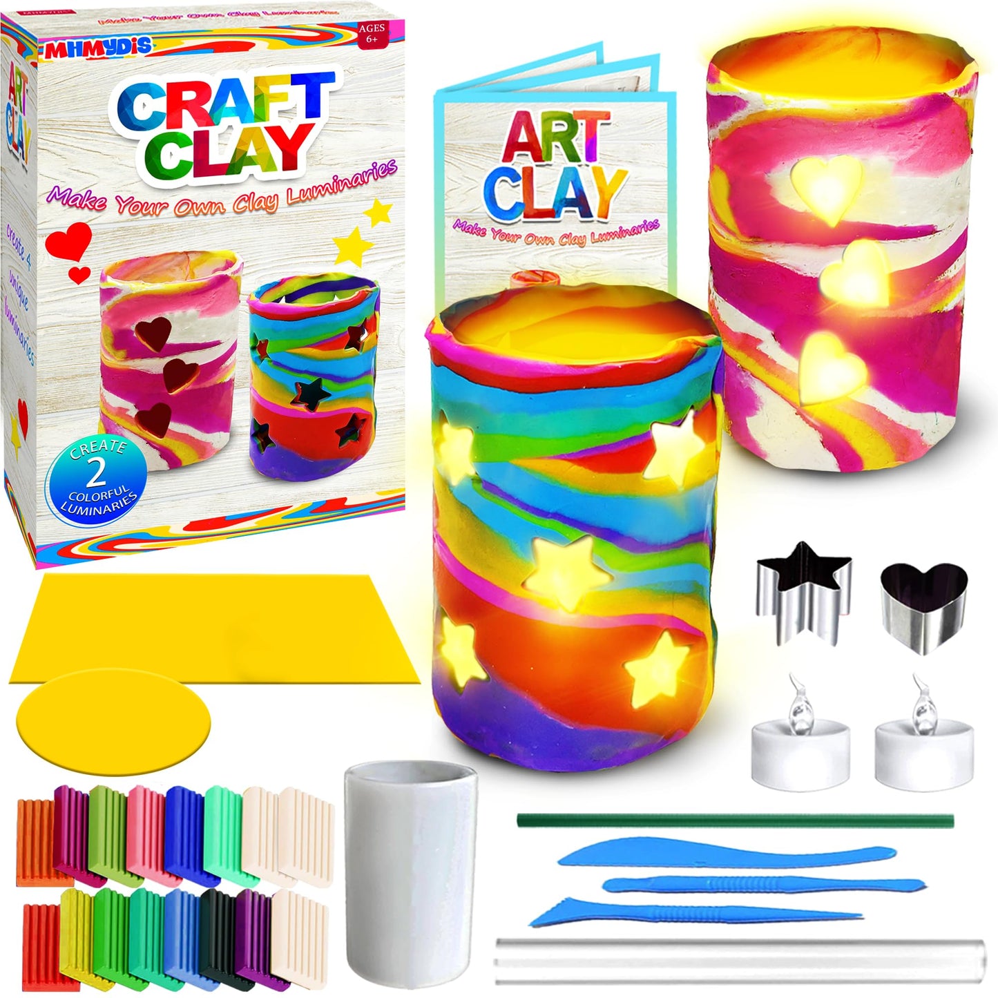 MHMYDIS Make Your Own Clay Luminaries Kit | Creative Kids Craft for Ages 6-12